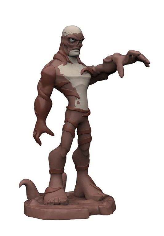 A stylized action figure of a muscular, alien-like creature from the upside-down with brown skin, a pale face, and a torn white chest, standing on a matching brown base against a plain white background.