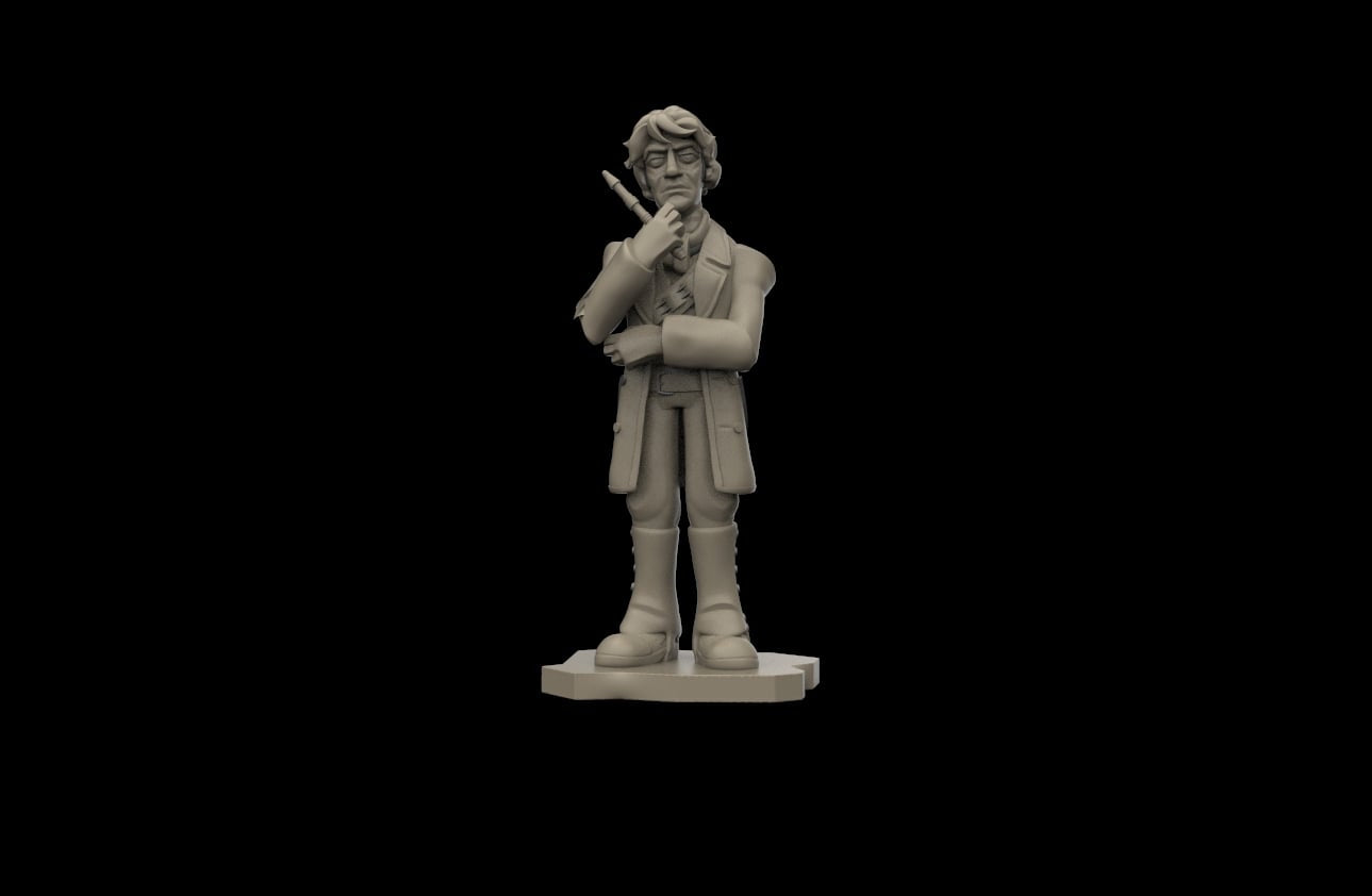 a grey 3d render of a young doctor conflict 2 from Tangent Miniatures