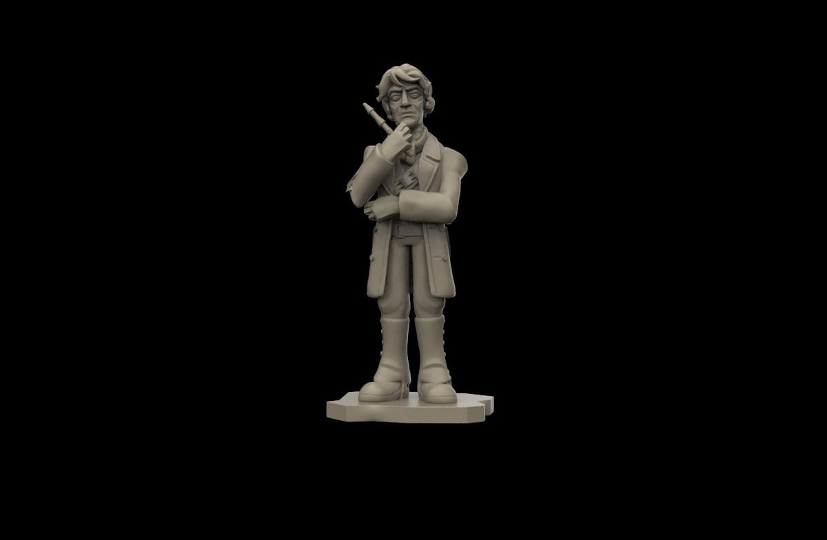 a grey 3d render of a young doctor conflict 2 from Tangent Miniatures